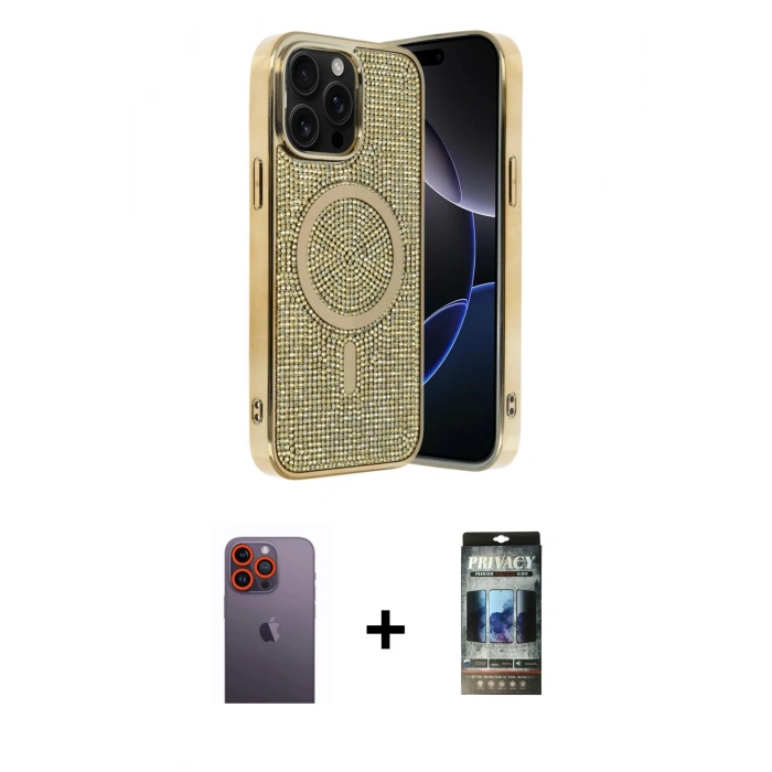MARSİLYAN™- iPhone 12 Pro Kılıf Eksen Çizgi - Siyah 34D Hayalet Izgaralı Cam + Neon Fosforlu Kamera Lens - TU