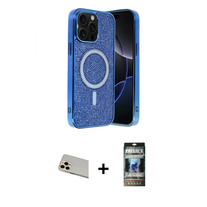MARSİLYAN™- iPhone 12 Pro Kılıf Eksen Çizgi - Siyah 34D Hayalet Izgaralı Cam + Rainbow Kamera Lens Koruma Cam - GD
