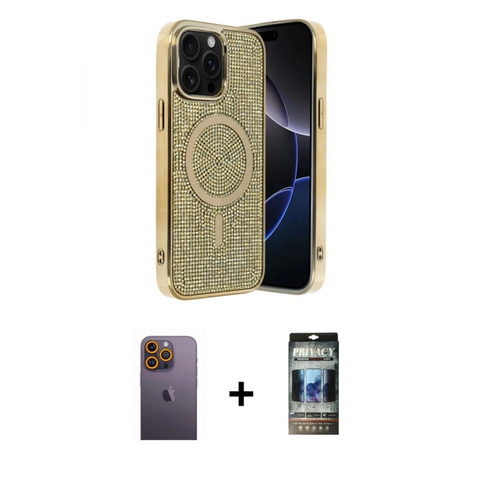 MARSİLYAN™- iPhone 12 Pro Kılıf Eksen Çizgi - Siyah 34D Hayalet Izgaralı Cam + Neon Fosforlu Kamera Lens - SI