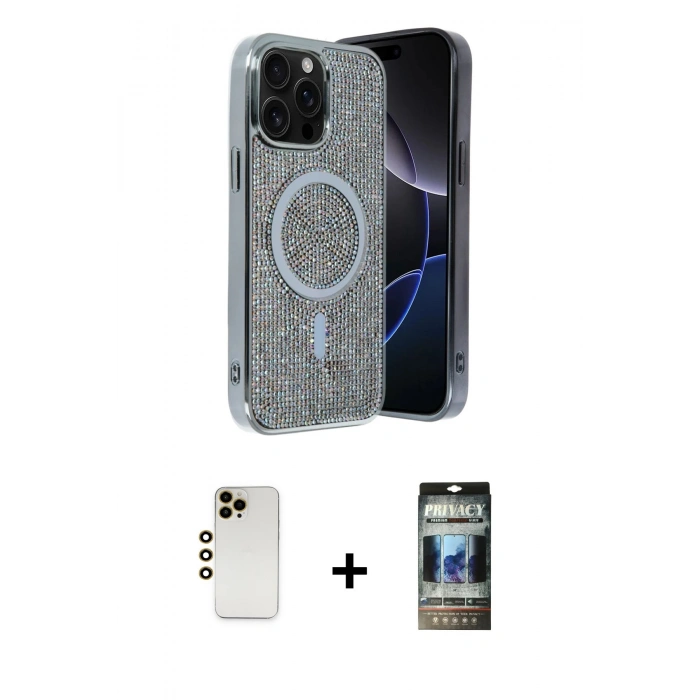 MARSİLYAN™- iPhone 12 Pro Kılıf Eksen Çizgi - Siyah 34D Hayalet Izgaralı Cam + Shine Kamera Lens - GD