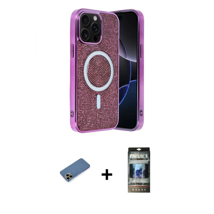 MARSİLYAN™- iPhone 12 Pro Kılıf Eksen Çizgi - Siyah 34D Hayalet Izgaralı Cam + Shine Kamera Lens Koruma Cam - GD
