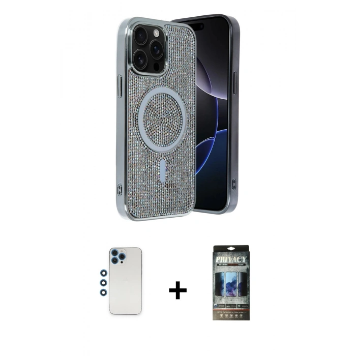 MARSİLYAN™- iPhone 12 Pro Kılıf Eksen Çizgi - Siyah 34D Hayalet Izgaralı Cam + Shine Kamera Lens - MI