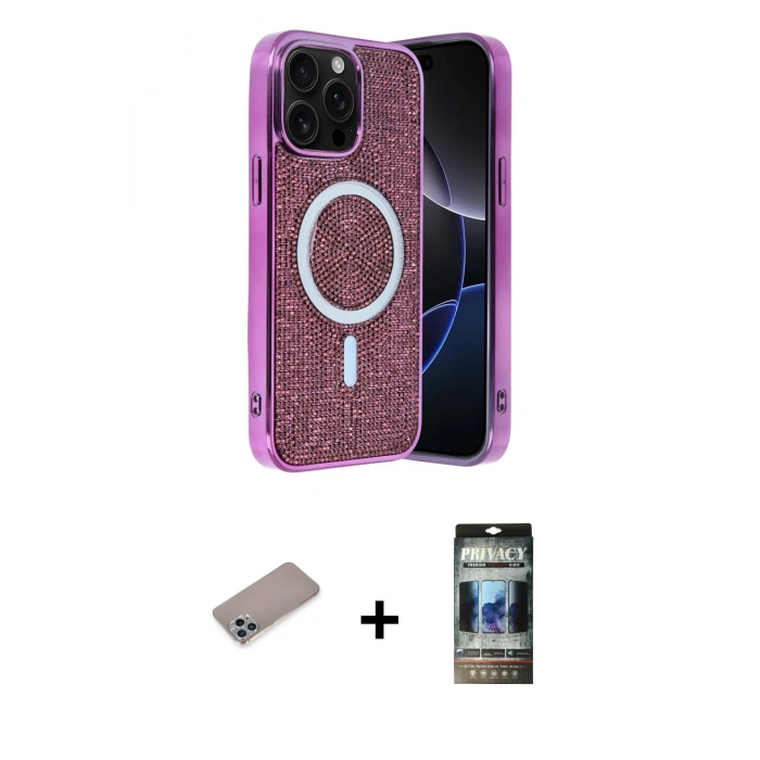 MARSİLYAN™- iPhone 12 Pro Kılıf Eksen Çizgi - Siyah 34D Hayalet Izgaralı Cam + Shine Kamera Lens Koruma Cam - SABE