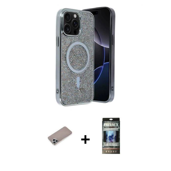 MARSİLYAN™- iPhone 12 Pro Kılıf Eksen Çizgi - Siyah 34D Hayalet Izgaralı Cam + Shine Kamera Lens Koruma Cam - SABE
