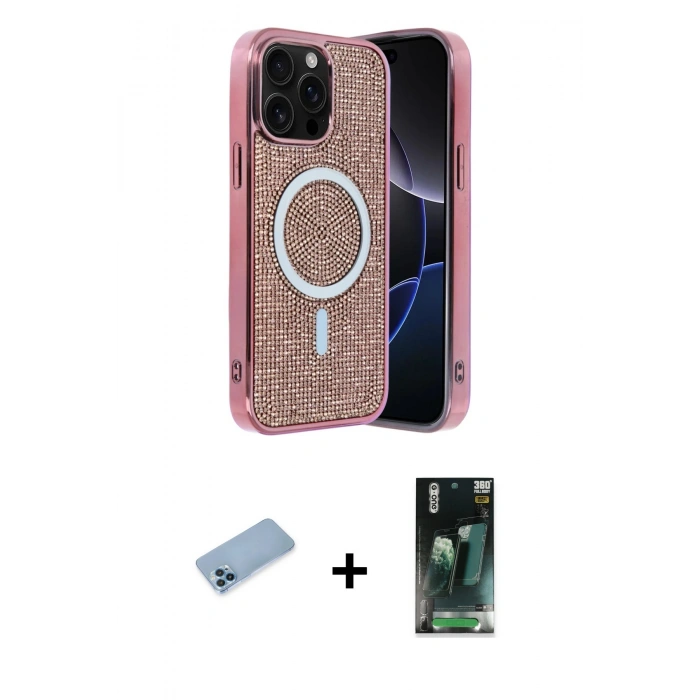 MARSİLYAN™- iPhone 12 Pro Kılıf Eksen Çizgi - Siyah 360 Mat Full Body Arka Koruyucu + Shine Kamera Lens Koruma Cam - MI