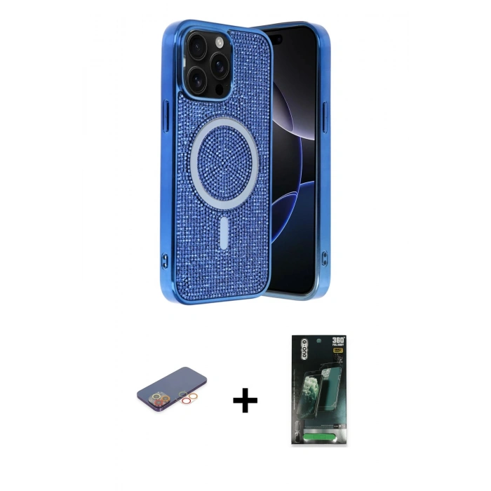 MARSİLYAN™- iPhone 12 Pro Kılıf Eksen Çizgi - Siyah 360 Mat Full Body Arka Koruyucu + Renkli Kamera Lens Koruma Cam - TU