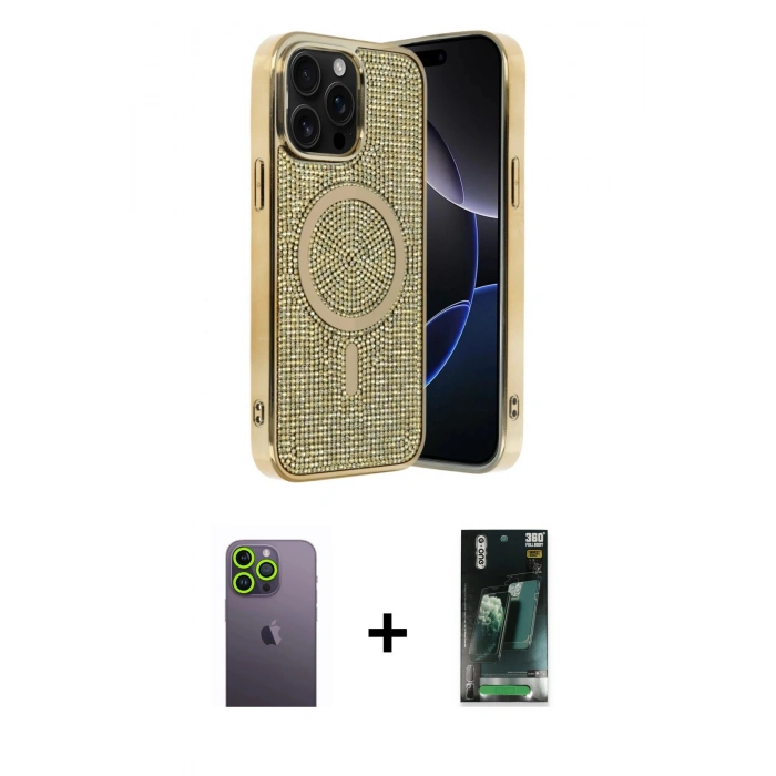 MARSİLYAN™- iPhone 12 Pro Kılıf Eksen Çizgi - Siyah 360 Mat Full Body Arka Koruyucu + Neon Fosforlu Kamera Lens - YL