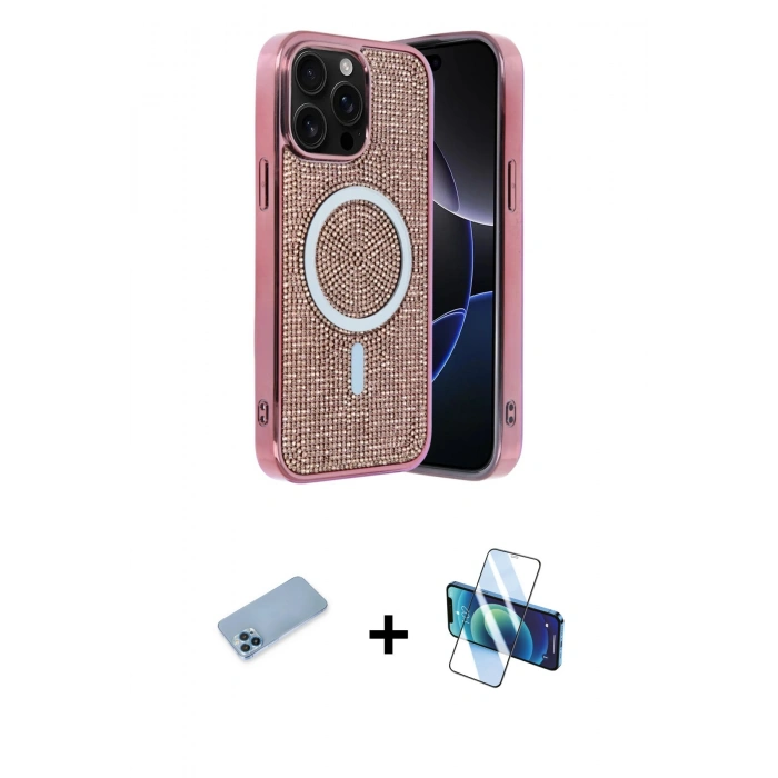 MARSİLYAN™- iPhone 12 Pro Kılıf Eksen Çizgi - Siyah 3D Antistatik Cam Ekran Koruyucu + Shine Kamera Lens Koruma Cam - MI