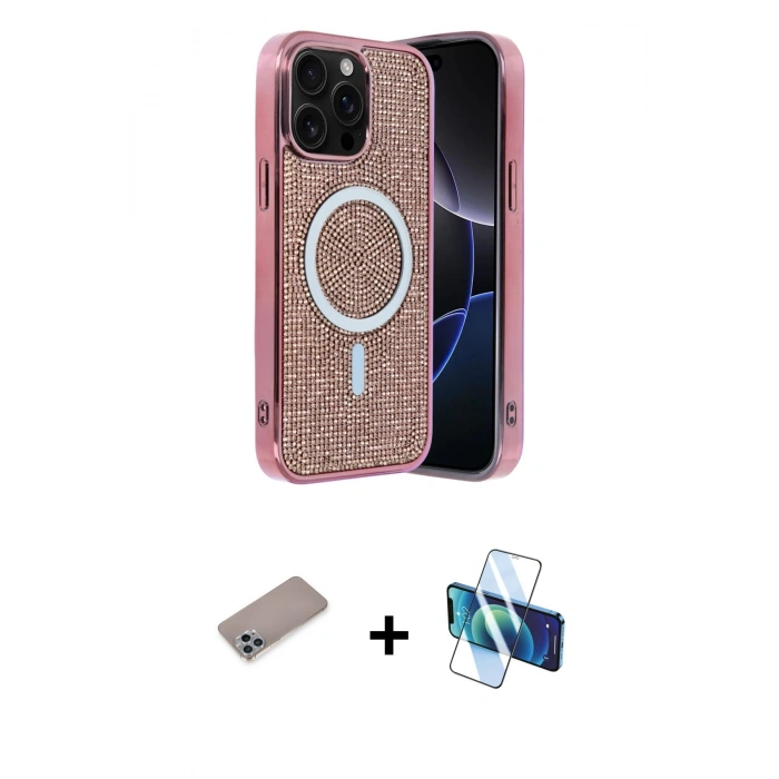 MARSİLYAN™- iPhone 12 Pro Kılıf Eksen Çizgi - Siyah 3D Antistatik Cam Ekran Koruyucu + Shine Kamera Lens Koruma Cam - SABE