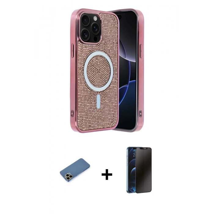 MARSİLYAN™- iPhone 12 Pro Kılıf Eksen Çizgi - Siyah 3D Antistatik Hayalet Cam Ekran Koruyucu + Shine Kamera Lens Koruma Cam - GD