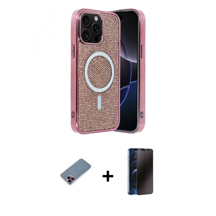 MARSİLYAN™- iPhone 12 Pro Kılıf Eksen Çizgi - Siyah 3D Antistatik Hayalet Cam Ekran Koruyucu + Metal Kamera Lens Koruma Cam - KI