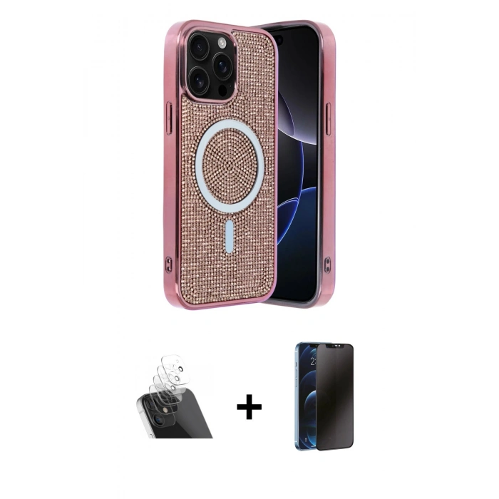 MARSİLYAN™- iPhone 12 Pro Kılıf Eksen Çizgi - Siyah 3D Antistatik Hayalet Cam Ekran Koruyucu + Kamera Lens Koruma Cam - SF