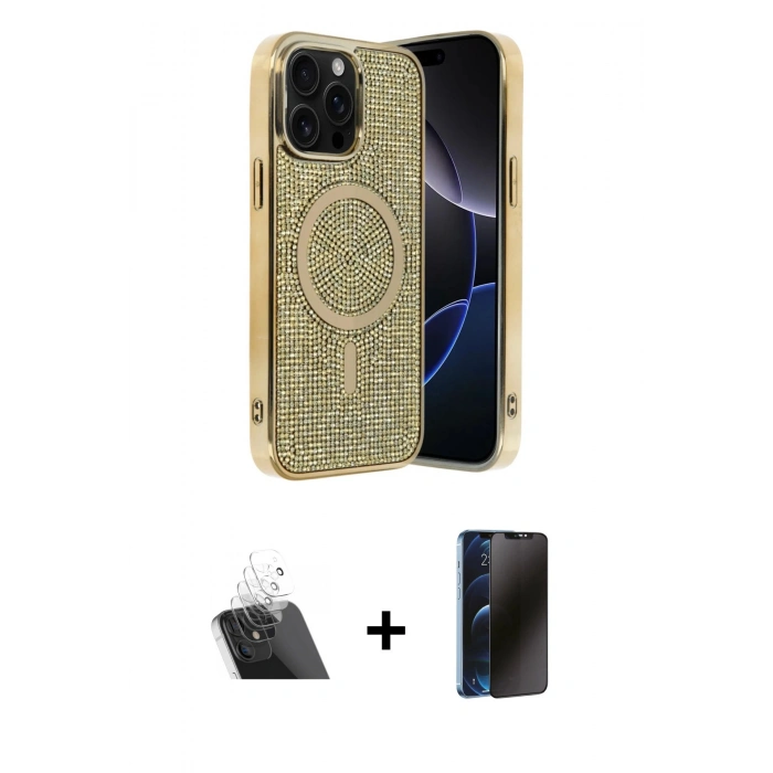 MARSİLYAN™- iPhone 12 Pro Kılıf Eksen Çizgi - Siyah 3D Antistatik Hayalet Cam Ekran Koruyucu + Kamera Lens Koruma Cam - SF
