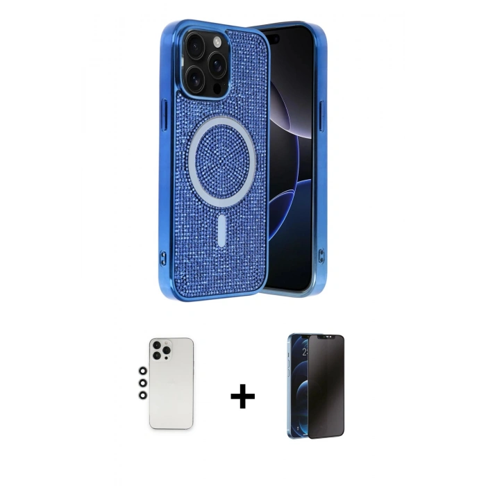 MARSİLYAN™- iPhone 12 Pro Kılıf Eksen Çizgi - Siyah 3D Antistatik Hayalet Cam Ekran Koruyucu + Shine Kamera Lens - GS