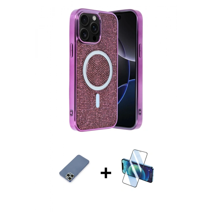 MARSİLYAN™- iPhone 12 Pro Kılıf Eksen Çizgi - Siyah 3D Antistatik Seramik Nano Ekran Koruyucu + Metal Kamera Lens Koruma Cam - AKYL
