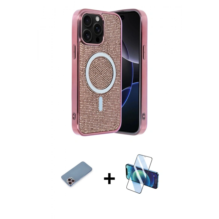 MARSİLYAN™- iPhone 12 Pro Kılıf Eksen Çizgi - Siyah 3D Antistatik Seramik Nano Ekran Koruyucu + Shine Kamera Lens Koruma Cam - PE