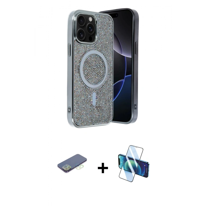 MARSİLYAN™- iPhone 12 Pro Kılıf Eksen Çizgi - Siyah 3D Antistatik Seramik Nano Ekran Koruyucu + Renkli Kamera Lens Koruma Cam - YL