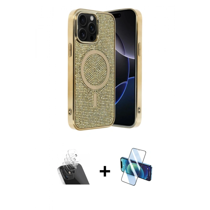 MARSİLYAN™- iPhone 12 Pro Kılıf Eksen Çizgi - Siyah 3D Antistatik Seramik Nano Ekran Koruyucu + Kamera Lens Koruma Cam - SF