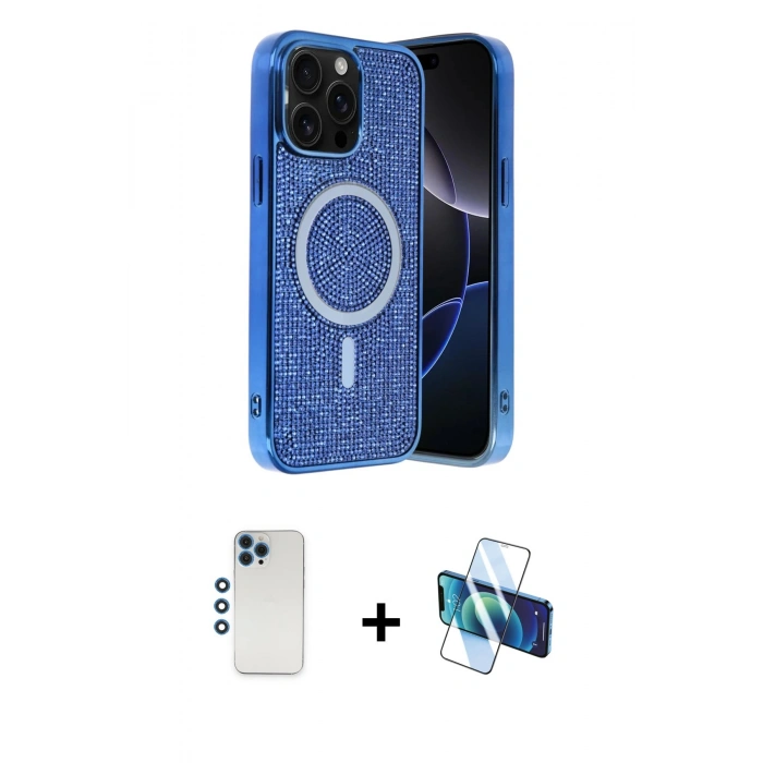 MARSİLYAN™- iPhone 12 Pro Kılıf Eksen Çizgi - Siyah 3D Antistatik Seramik Nano Ekran Koruyucu + Shine Kamera Lens - MI