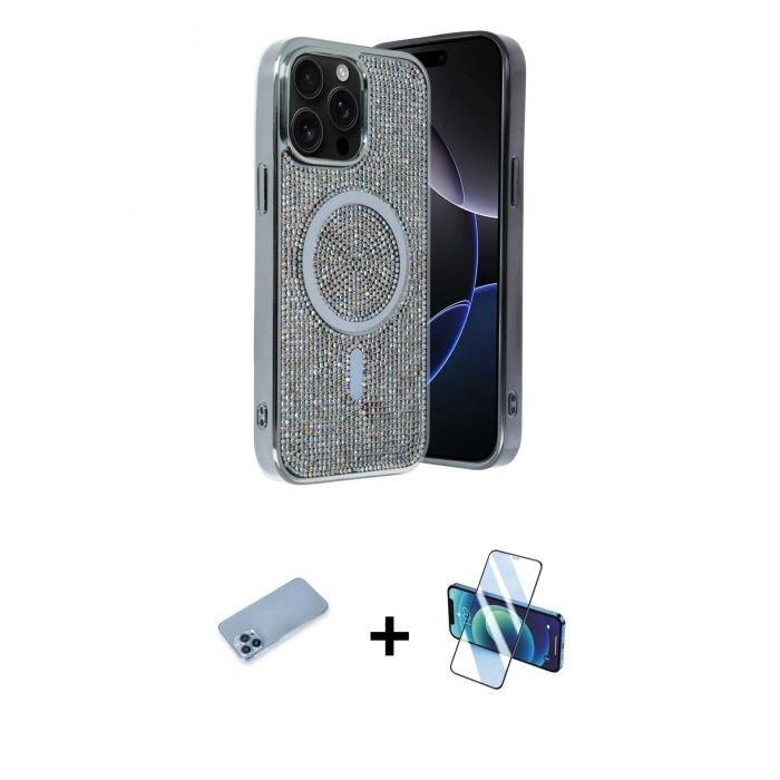 MARSİLYAN™- iPhone 12 Pro Kılıf Eksen Çizgi - Siyah 3D Antistatik Seramik Nano Ekran Koruyucu + Shine Kamera Lens Koruma Cam - MI