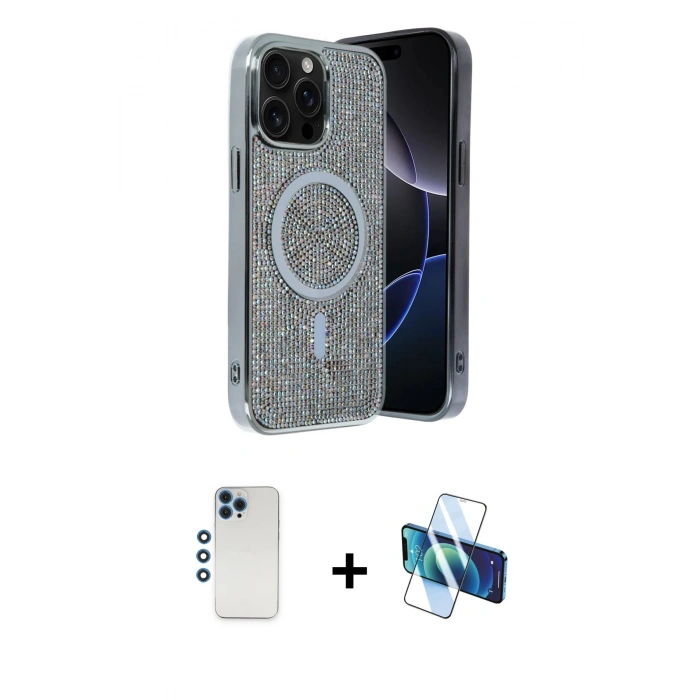 MARSİLYAN™- iPhone 12 Pro Kılıf Eksen Çizgi - Siyah 3D Antistatik Seramik Nano Ekran Koruyucu + Shine Kamera Lens - MI