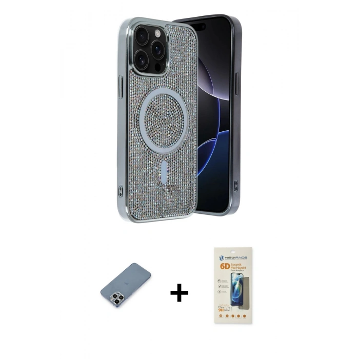 MARSİLYAN™- iPhone 12 Pro Kılıf Eksen Çizgi - Siyah 6D Mat Seramik Hayalet Nano Ekran Koruyucu + Metal Kamera Lens Koruma Cam - GS