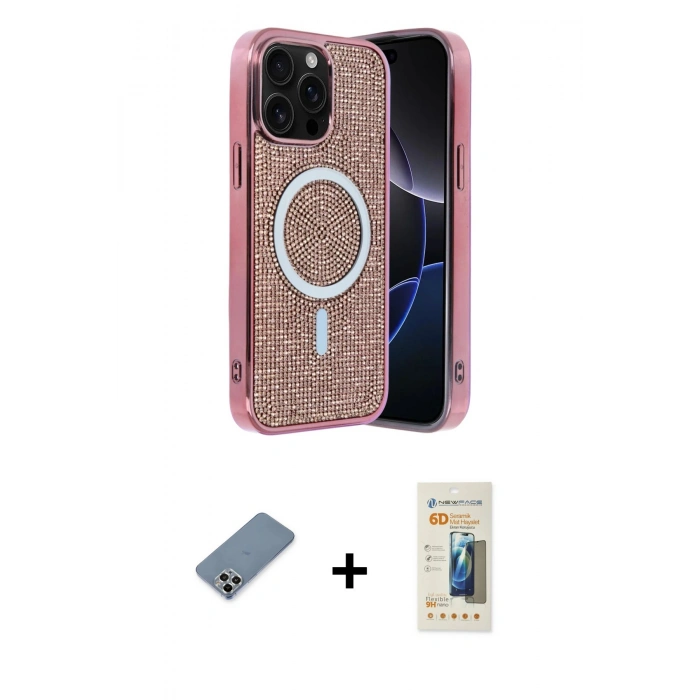 MARSİLYAN™- iPhone 12 Pro Kılıf Eksen Çizgi - Siyah 6D Mat Seramik Hayalet Nano Ekran Koruyucu + Metal Kamera Lens Koruma Cam - GS