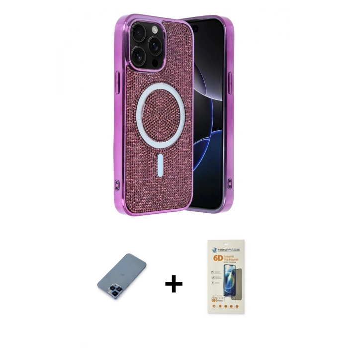 MARSİLYAN™- iPhone 12 Pro Kılıf Eksen Çizgi - Siyah 6D Mat Seramik Hayalet Nano Ekran Koruyucu + Metal Kamera Lens Koruma Cam - MI
