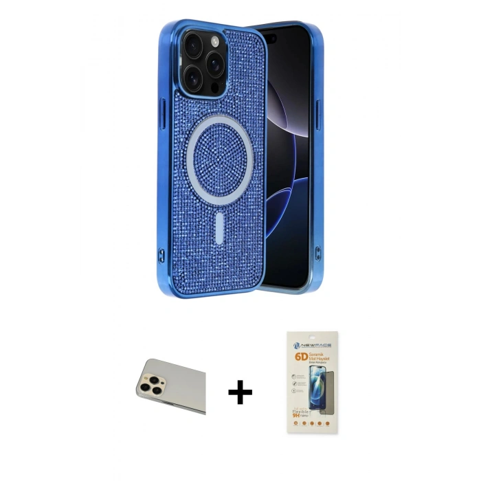 MARSİLYAN™- iPhone 12 Pro Kılıf Eksen Çizgi - Siyah 6D Mat Seramik Hayalet Nano Ekran Koruyucu + Rainbow Kamera Lens Koruma Cam - GD