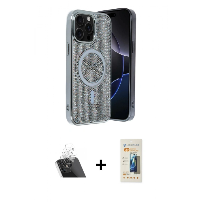 MARSİLYAN™- iPhone 12 Pro Kılıf Eksen Çizgi - Siyah 6D Mat Seramik Hayalet Nano Ekran Koruyucu + Kamera Lens Koruma Cam - SF