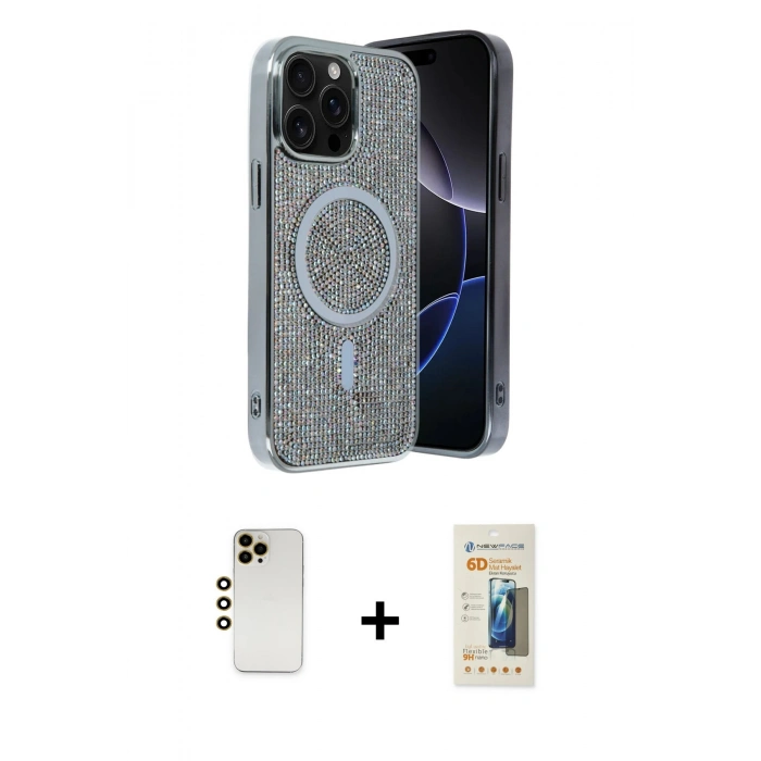 MARSİLYAN™- iPhone 12 Pro Kılıf Eksen Çizgi - Siyah 6D Mat Seramik Hayalet Nano Ekran Koruyucu + Shine Kamera Lens - GD