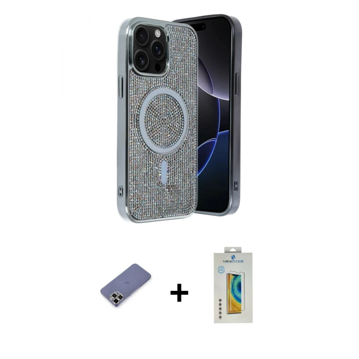 MARSİLYAN™- iPhone 12 Pro Kılıf Eksen Çizgi - Siyah Polymer Nano Ekran Koruyucu + Metal Kamera Lens Koruma Cam - GD