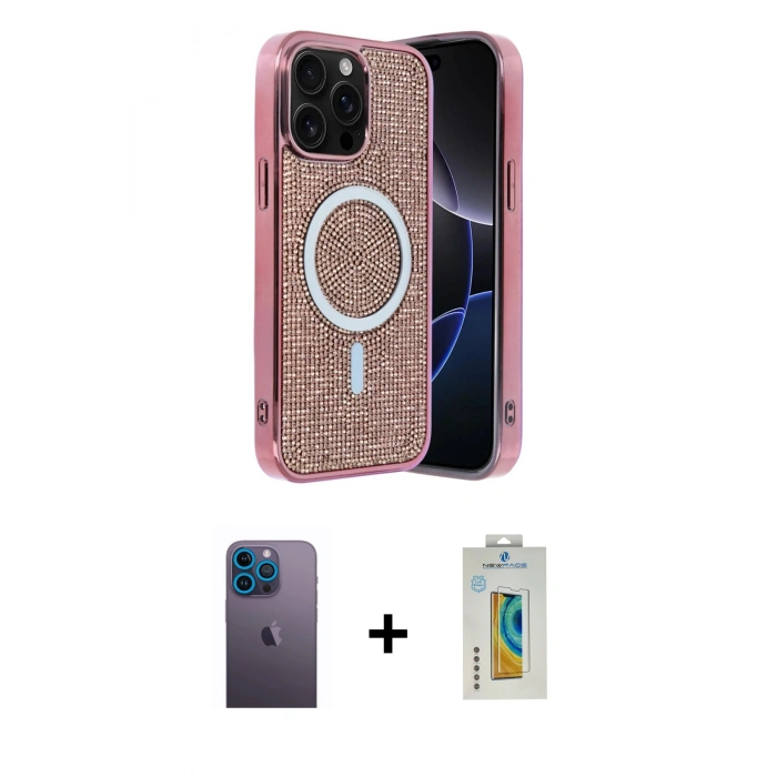MARSİLYAN™- iPhone 12 Pro Kılıf Eksen Çizgi - Siyah Polymer Nano Ekran Koruyucu + Mavi Neon Fosforlu Kamera Lens