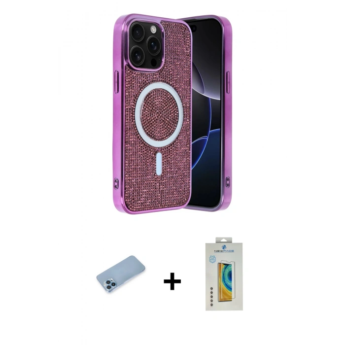 MARSİLYAN™- iPhone 12 Pro Kılıf Eksen Çizgi - Siyah Polymer Nano Ekran Koruyucu + Shine Kamera Lens Koruma Cam - MI