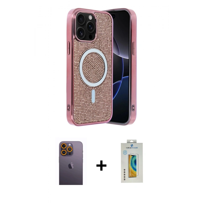 MARSİLYAN™- iPhone 12 Pro Kılıf Eksen Çizgi - Siyah Polymer Nano Ekran Koruyucu + Neon Fosforlu Kamera Lens - SI