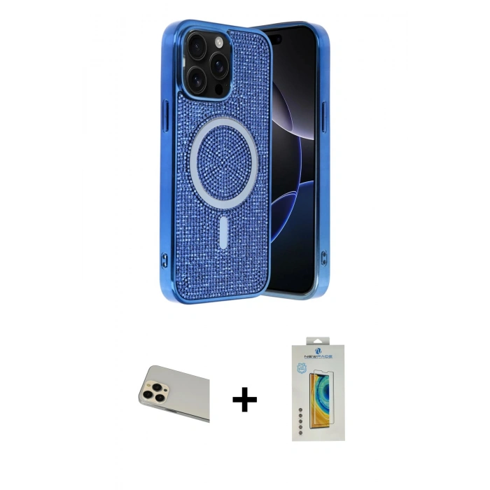 MARSİLYAN™- iPhone 12 Pro Kılıf Eksen Çizgi - Siyah Polymer Nano Ekran Koruyucu + Rainbow Kamera Lens Koruma Cam - GD