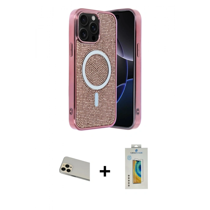 MARSİLYAN™- iPhone 12 Pro Kılıf Eksen Çizgi - Siyah Polymer Nano Ekran Koruyucu + Rainbow Kamera Lens Koruma Cam - GD