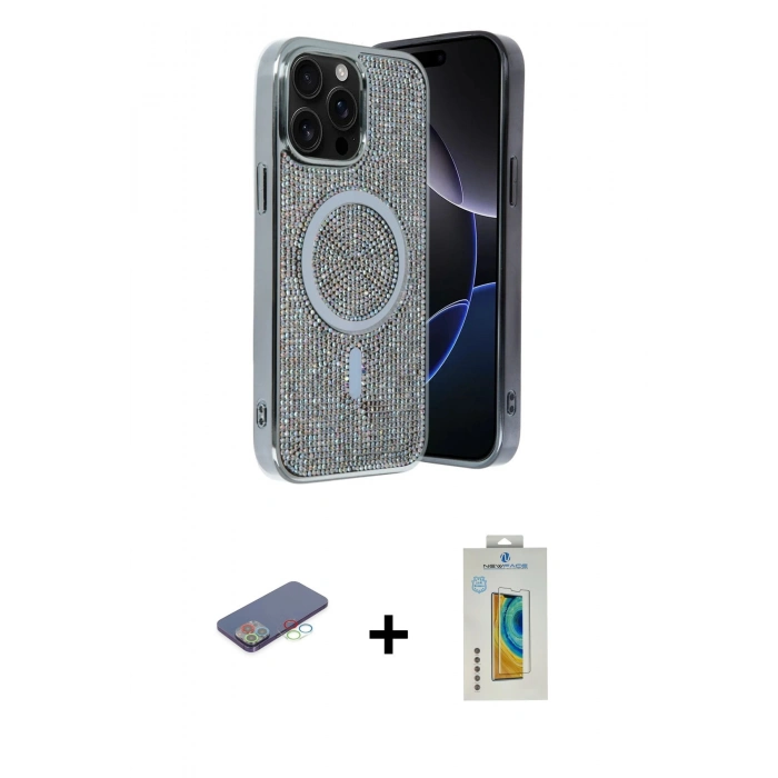 MARSİLYAN™- iPhone 12 Pro Kılıf Eksen Çizgi - Siyah Polymer Nano Ekran Koruyucu + Renkli Kamera Lens Koruma Cam - MI