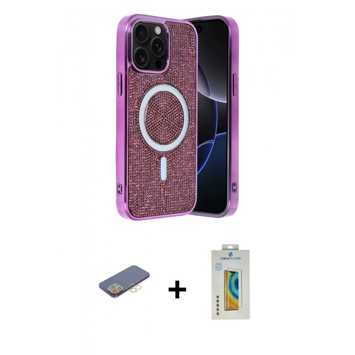 MARSİLYAN™- iPhone 12 Pro Kılıf Eksen Çizgi - Siyah Polymer Nano Ekran Koruyucu + Renkli Kamera Lens Koruma Cam - SI