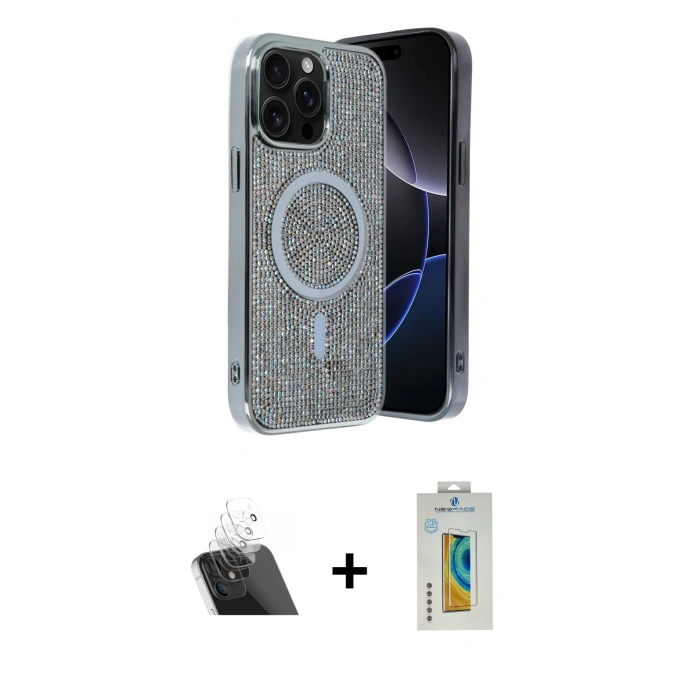 MARSİLYAN™- iPhone 12 Pro Kılıf Eksen Çizgi - Siyah Polymer Nano Ekran Koruyucu + Kamera Lens Koruma Cam - SF