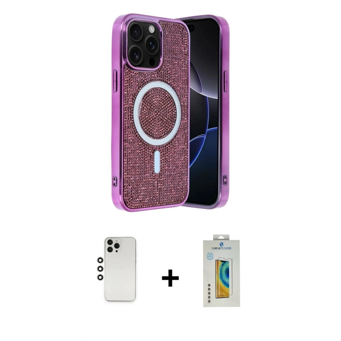 MARSİLYAN™- iPhone 12 Pro Kılıf Eksen Çizgi - Siyah Polymer Nano Ekran Koruyucu + Shine Kamera Lens - GS
