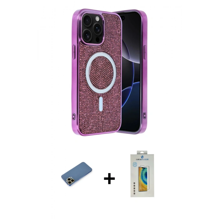 MARSİLYAN™- iPhone 12 Pro Kılıf Eksen Çizgi - Siyah Polymer Nano Ekran Koruyucu + Shine Kamera Lens Koruma Cam - GD