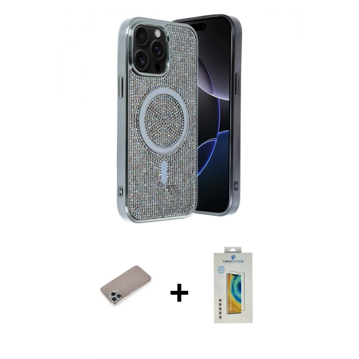 MARSİLYAN™- iPhone 12 Pro Kılıf Eksen Çizgi - Siyah Polymer Nano Ekran Koruyucu + Shine Kamera Lens Koruma Cam - SABE