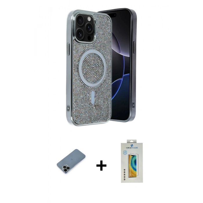 MARSİLYAN™- iPhone 12 Pro Kılıf Eksen Çizgi - Siyah Polymer Nano Ekran Koruyucu + Shine Kamera Lens Koruma Cam - SH