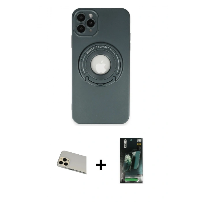 MARSİLYAN™- iPhone 12 Pro Kılıf Eksen Klasik Prime - Şeffaf 360 Full Body Arka Koruyucu + Gold Rainbow Kamera Lens Koruma Cam