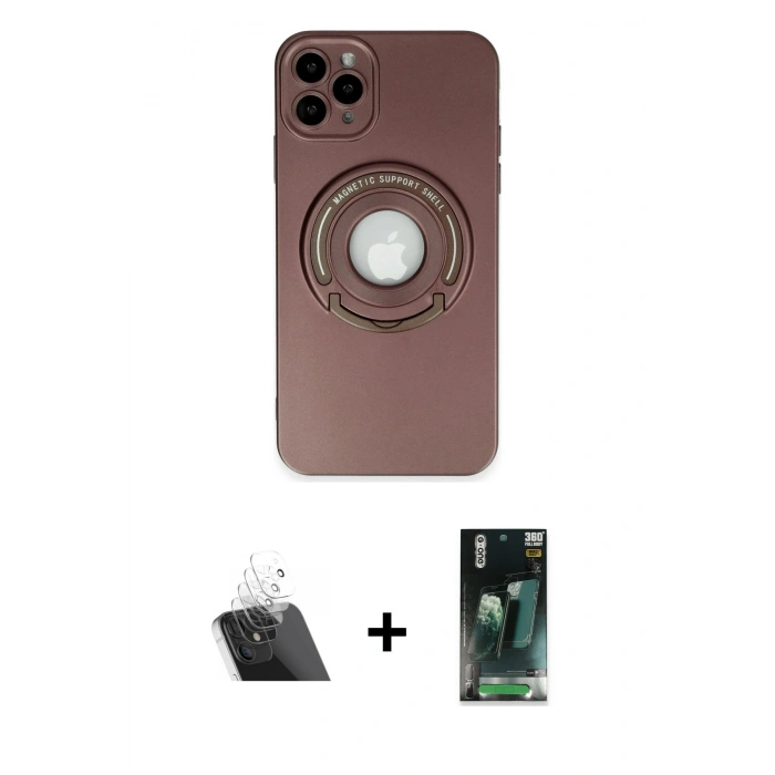 MARSİLYAN™- iPhone 12 Pro Kılıf Eksen Klasik Prime - Şeffaf 360 Full Body Arka Koruyucu + Kamera Lens Koruma Cam - SF