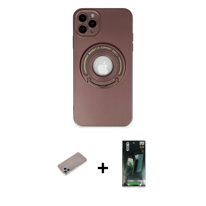 MARSİLYAN™- iPhone 12 Pro Kılıf Eksen Klasik Prime - Şeffaf 360 Full Body Arka Koruyucu + Shine Kamera Lens Koruma Cam - SABE