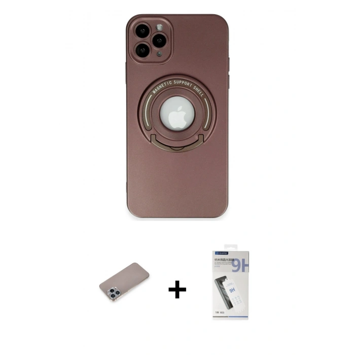 MARSİLYAN™- iPhone 12 Pro Kılıf Eksen Klasik Prime - Şeffaf Uv Polymer Nano Ekran Koruyucu + Shine Kamera Lens Koruma Cam - SABE