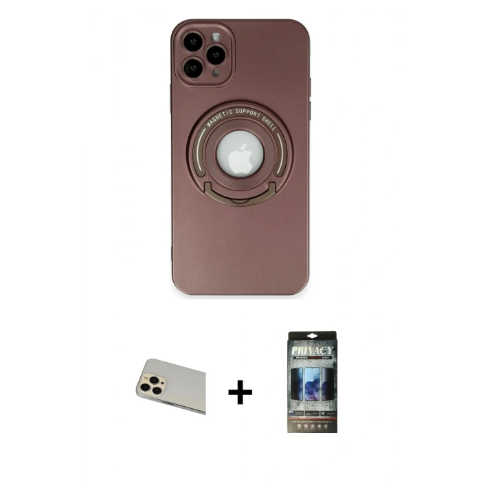 MARSİLYAN™- iPhone 12 Pro Kılıf Eksen Klasik Prime - Siyah 34D Hayalet Izgaralı Cam + Rainbow Kamera Lens Koruma Cam - GD