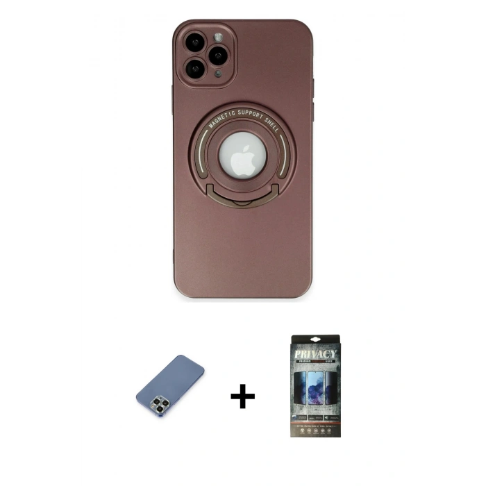 MARSİLYAN™- iPhone 12 Pro Kılıf Eksen Klasik Prime - Siyah 34D Hayalet Izgaralı Cam + Metal Kamera Lens Koruma Cam - AKYL